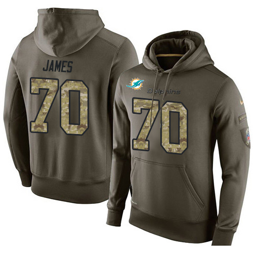 NFL Nike Miami Dolphins #70 Ja'Wuan James Green Salute To Service Men's Pullover Hoodie